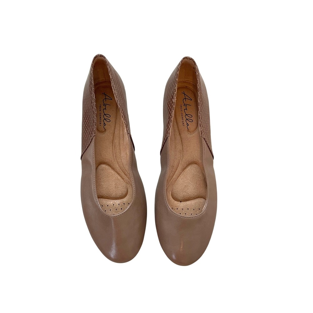 Taupe Brown Snakeskin Embossed Ballet Flats True Comfort 8M by Abella Valli